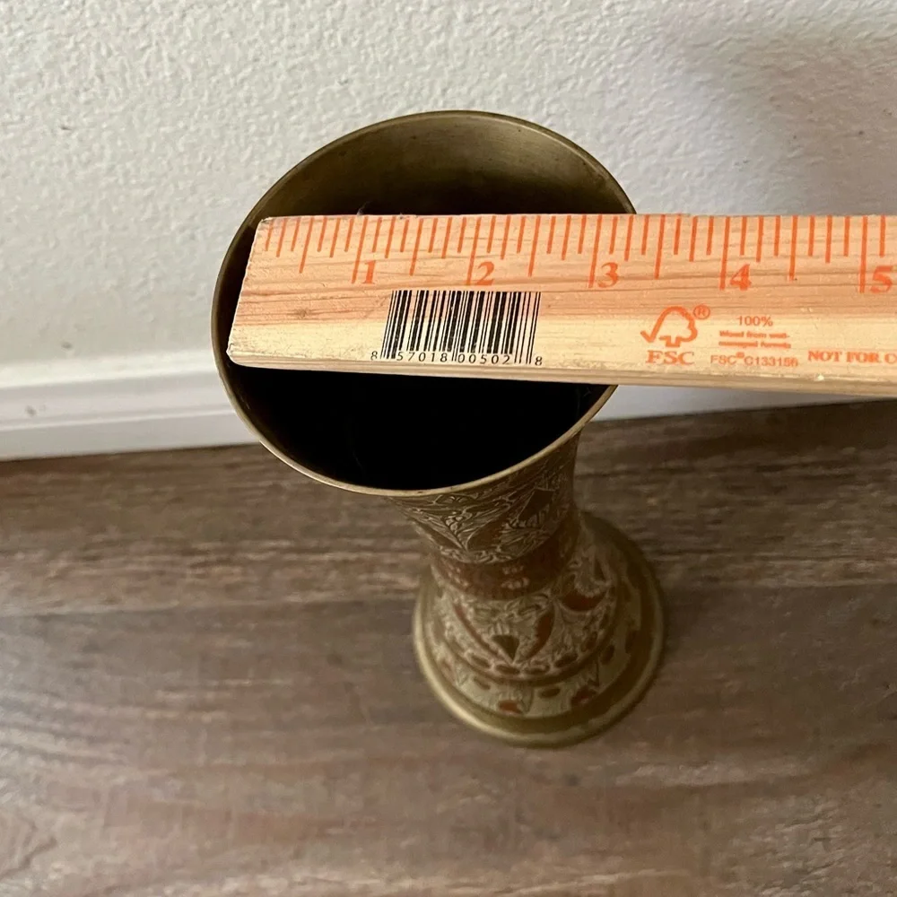 Vintage brass Taper vase h 10.5 inch